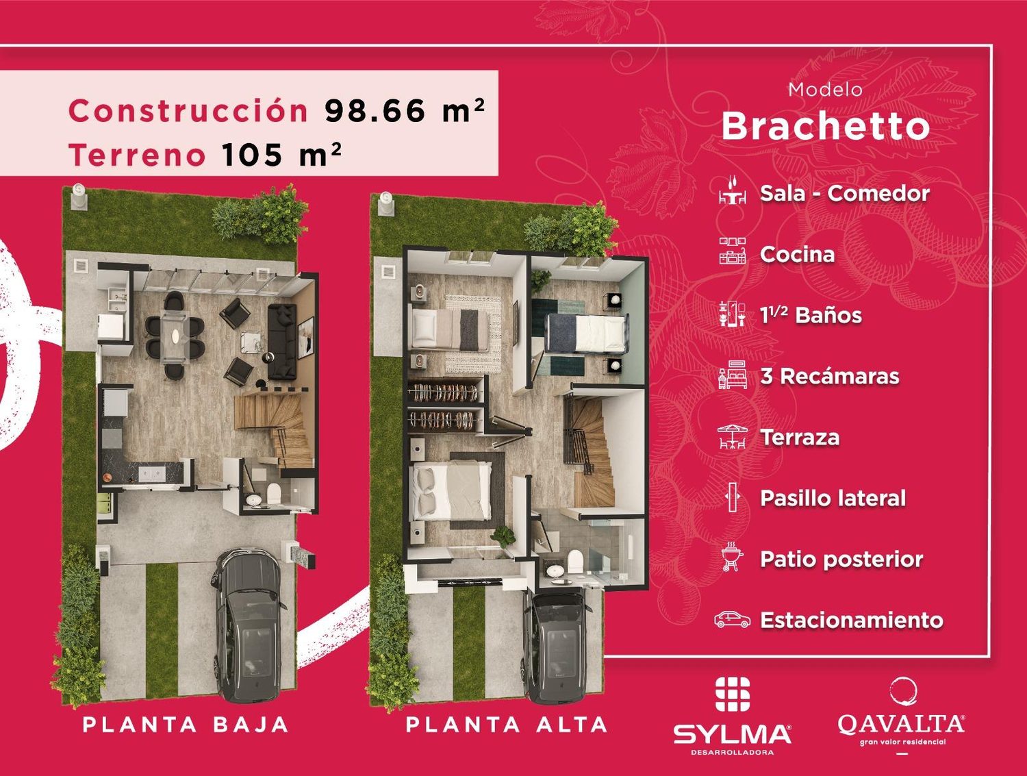 Plantas baja y alta del modelo Brachetto
