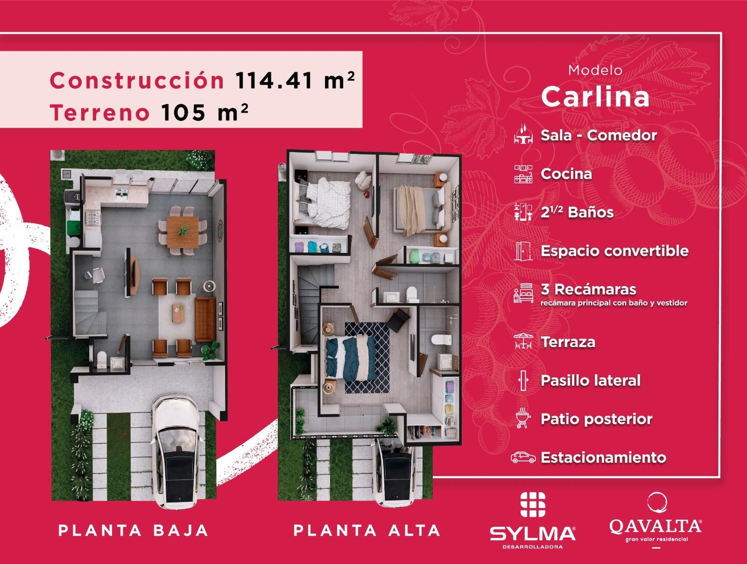 Plantas baja y alta del modelo Carlina