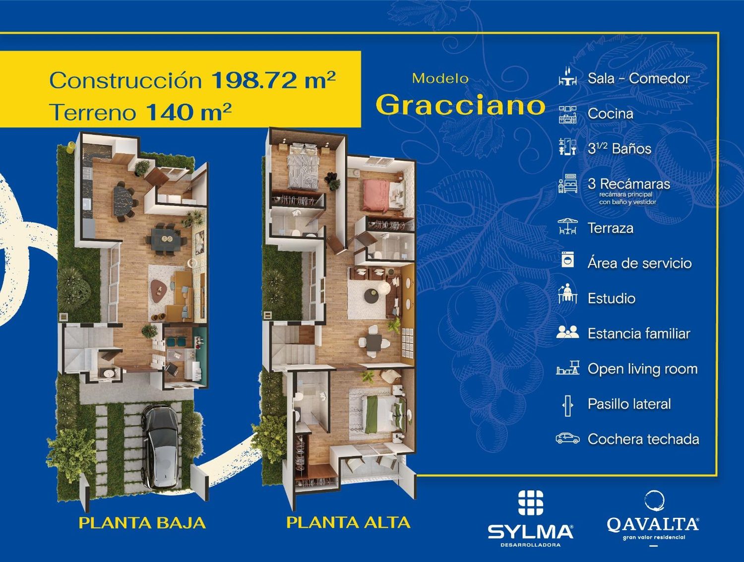 Plantas baja y alta del modelo Gracciano
