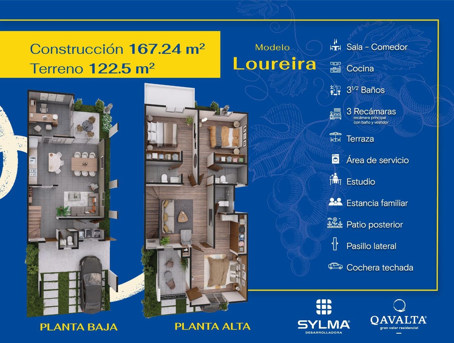 Plantas baja y alta del modelo Loureira