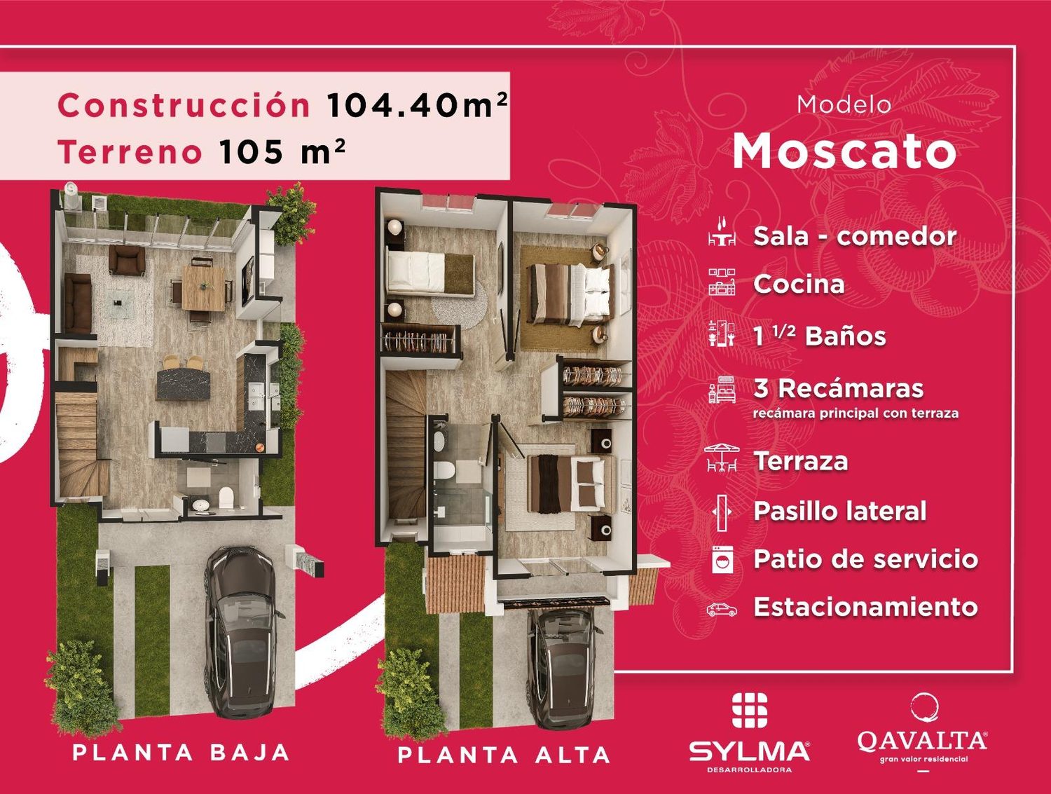 Plantas baja y alta del modelo Moscato